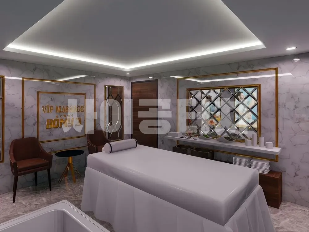 대리석 인테리어의 VIP 마사지 룸